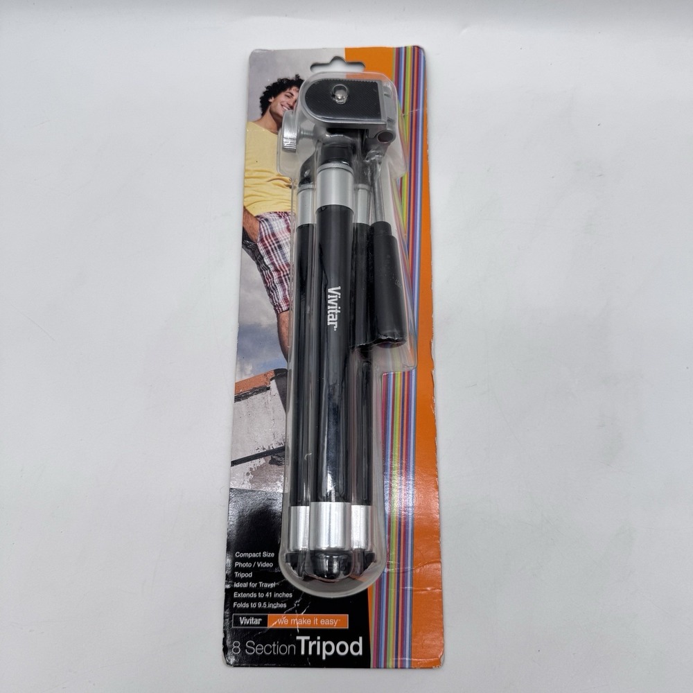 Vivitar 41" 8-Section Compact Travel Tripod Black VIV-VT-41-BLK New Sealed